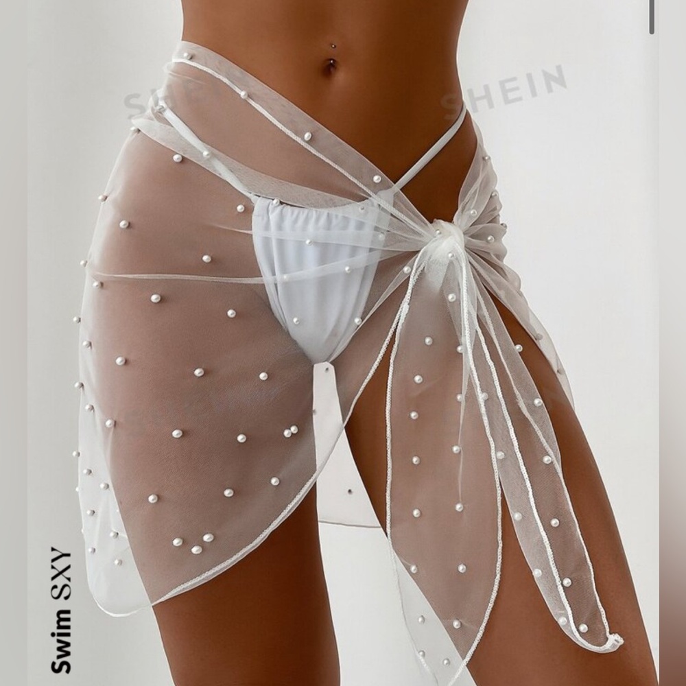 Shein Swim Mesh Pearl Sarong